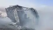Kerbela yolcularını taşıyan otobüs otoyolda alev aldı