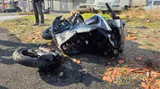 Bandırma'da dehşet anları: Çarpışmanın şiddetiyle motosikletli havaya savruldu