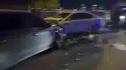 Gece yarısı dehşeti: Cip kanala uçtu, üç araç birbirine girdi