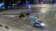 Çorlu'da gece yarısı dehşeti: İki motosikletin çarpışma anı saniye saniye kaydedildi