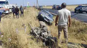 Çınar yolunda şiddetli çarpışma: Araç yoldan çıktı