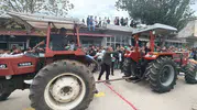 Zeytin bahçelerinde devlerin mücadelesi: Traktörler güçlerini yarıştırdı