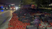 Samsun'da gece yarısı dehşeti: Tonlarca biber karayoluna saçıldı