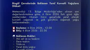 Bingöl'de meteorolojik alarm: Saatler verildi, kritik uyarı geldi