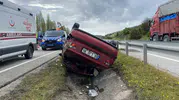 Çorum yolunda otomobil takla attı