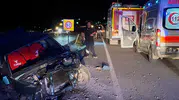 Kastamonu Taşköprü yolunda araç bariyerlere girdi