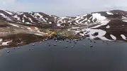 Erciyes Tekir Gölü taştı karavanlar sular altında kaldı