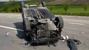 Kırıkkale yolunda kaza yapan otomobil takla attı