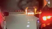 Çanakkale yolunda tünel içinde araç yangını paniği