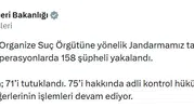 Jandarma 11 ilde 15 suç örgütünü çökertti