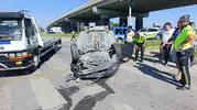 Manavgat yolunda takla atan araçtan sağ çıktı