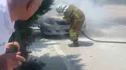 Safranbolu’da seyir halindeki otomobil alevlere teslim oldu