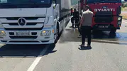 Bingöl yolunda tırın lastikleri bir anda tutuştu