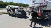 Malatya’da trafik kazası Hafif ticari araç su tankerine çarptı