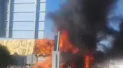 Malatya yolunda saman yüklü tır küle döndü