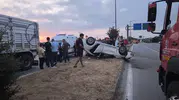 Dörtyol’da kontrolden çıkan otomobil ters döndü