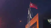 Aydın semalarında bayrağımızla bütünleşen gece manzarası