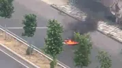 Diyarbakır trafiğinde korkutan motosiklet yangını