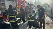 Zonguldak Ereğli’de 7 katlı binanın çatısı alevlere teslim oldu