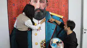 Mühendis çift halıyı tuvale dönüştürdü