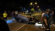 Bolu D-100 kara yolunda takla atan araçtan sağ çıktılar