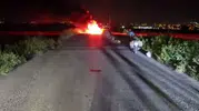 Reyhanlı yolunda seyir halindeki otomobil alevlere teslim oldu