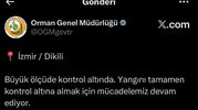 Dikili’deki yangın büyük ölçüde kontrol altına alındı