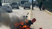 Gönen köprüsünde elektrikli bisiklet yangını paniği