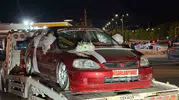 Eskişehirde nişan arabası süsü bozulmasın diye çekiciyle taşındı