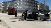Konya trafiğinde korkutan araç yangını