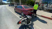 Karaman’da tırın çarptığı motosikletli park halindeki araca girdi