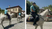 Harput sokaklarında atlı jandarma devriye geziyor