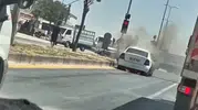 Gaziantep trafiğinde korkutan araç yangını