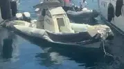 Bodrum’da kontrolden çıkan şişme bot rıhtıma çarparak patladı