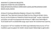Çankaya Belediye Başkanı Hüseyin Can Güner tutuklandı