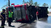 Kırıkkale yolunda kaza Orman yüklü tır devrildi