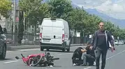 İnegöl girişinde motosiklet kazası İki kişi hastanelik oldu