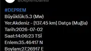 Datça açıklarında 5.3 şiddetinde deprem paniği