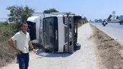 Manavgat yolunda şarampole uçan kamyondan mucizevi şekilde sağ çıktı