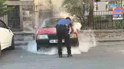 Kayseri'de park halindeki araç alevlere teslim oldu
