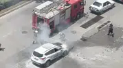 Çorum trafiğinde aniden alev alan cip paniğe neden oldu?