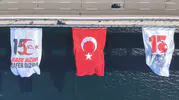 Çanakkale Köprüsü 15 Temmuz anısına dev bayrakla donatıldı