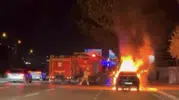 Bursa trafiğinde korkutan araç yangını
