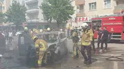 Bursa İnegöl'de çakmak dolu araç bir anda patlamaya başladı
