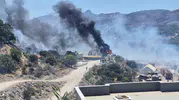 Bodrum'da şantiye yangını makilik alana sıçradı