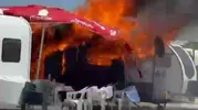 Karasu'da park halindeki karavan küle döndü