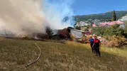 Mudurnu köyünde yangın paniği Hayvanlar son anda kurtarıldı