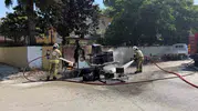 İznik sahilinde bir karavan alevlere teslim oldu