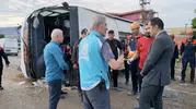 Kırıkkale yolunda yolcu otobüsü devrildi