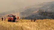 Manisa Kula'da sönen yangın rüzgarla tekrar başladı
